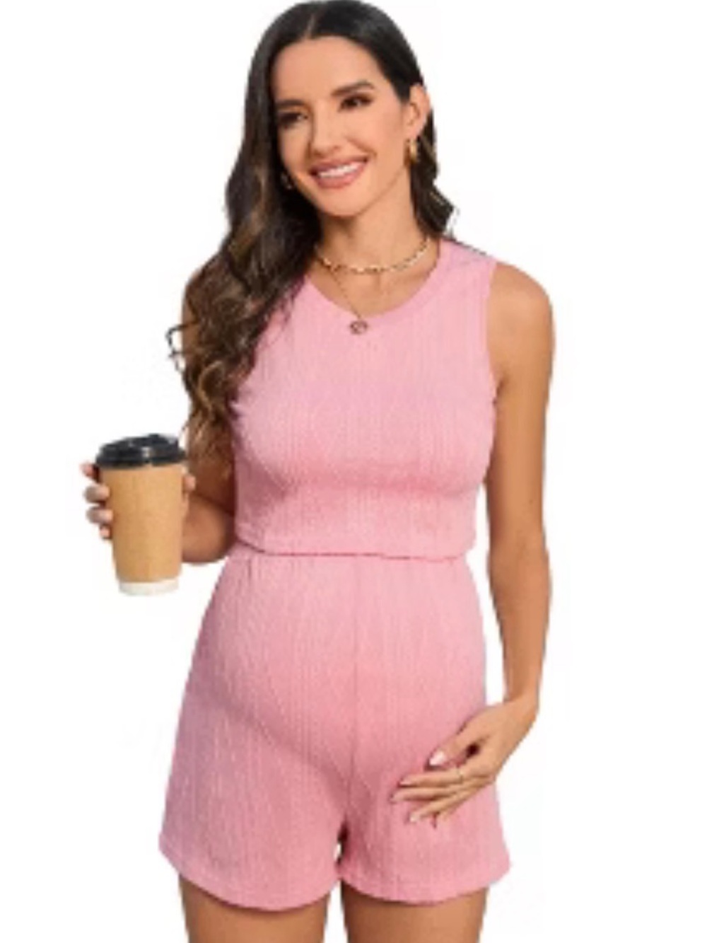 Women’s Maternity Set with Sleeveless Top and Matching Shorts.